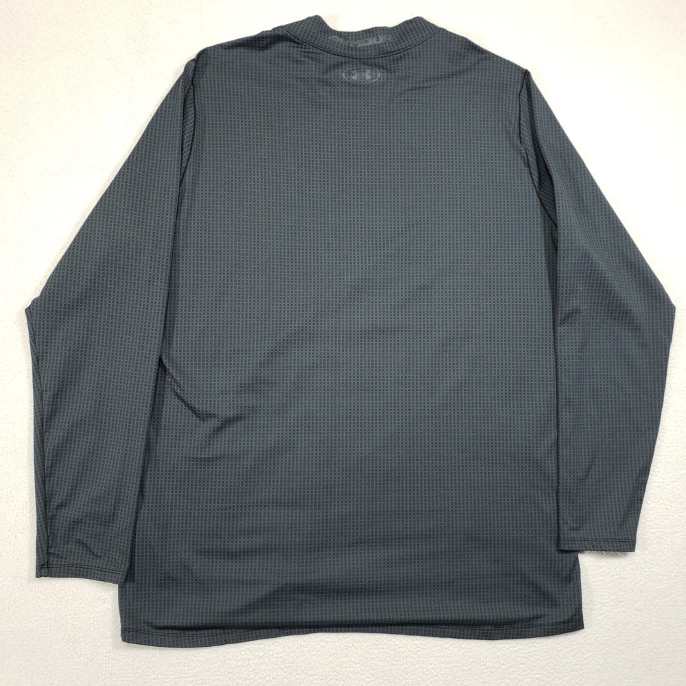 Under Armour ColdGear Baselayer Men 3XL Gray Grid Mock Neck Fitted Shirt Gym - Picture 4 of 8